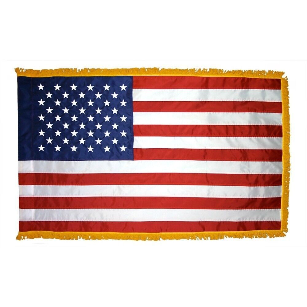 (NIB) National Capital Flag‎ Co. Inc. USA Flag Gold Fringe Made in USA 4x6 Ft
